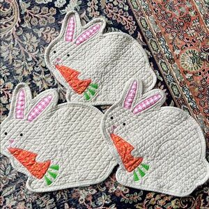 Set of three quilted Easter bunny placemats